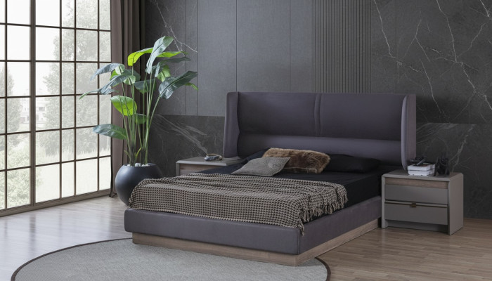 Set de dormitorio de lujo Cama completa 2 mesitas de noche Moderno 3 piezas Nuevo