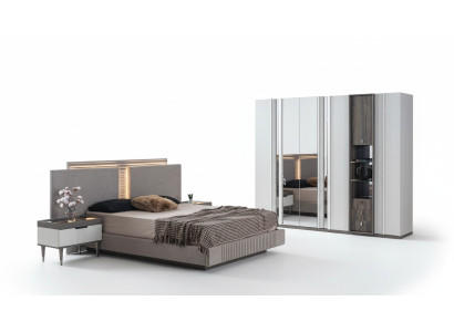 Dormitorio Set Moderno Cama 2x Mesita de Noche y Armario 4 piezas Nuevo