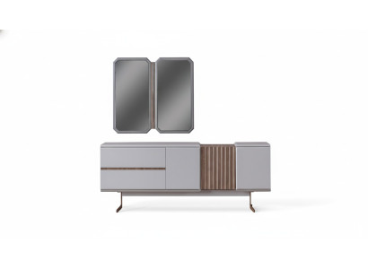 Mueble aparador exclusivo para comedor con 2 espejos, cómoda estilo, 210 cm de madera, 3 piezas.