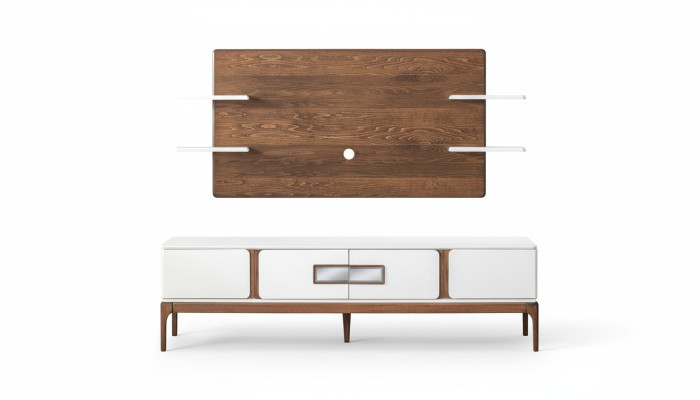 Estilo de conjunto de sala de estar, composición de 2 piezas. Cómoda, panel de pared para TV, muros de sala de estar.