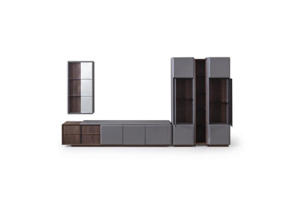 Conjunto exclusivo de sala de estar: mueble de TV, 2 vitrinas, estante de pared, 4 piezas.