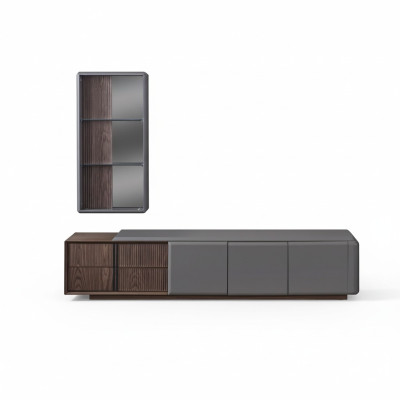 Conjunto de sala de estar de diseñador con armario de TV y estante de pared exclusivo, estante de 2 piezas.