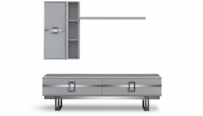 Mueble de salón moderno compuesto por 4 piezas en blanco exclusivo.