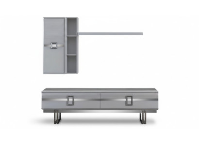 Mueble de salón moderno compuesto por 4 piezas en blanco exclusivo.