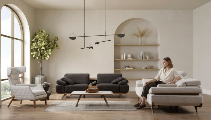 Juego de sofá de salón de dos colores Moderna 3+2 plazas Sillón de lujo