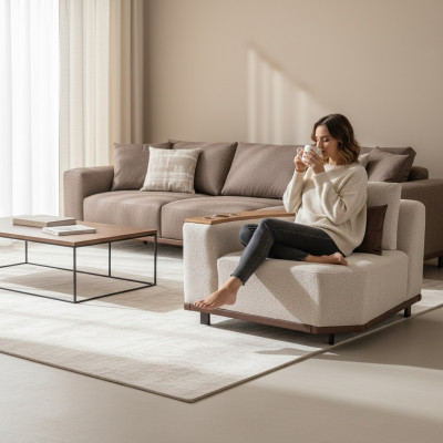 Sofá de esquina exclusivo en beige en forma de L para sala de estar, sofá de esquina, sofás tapizados nuevos