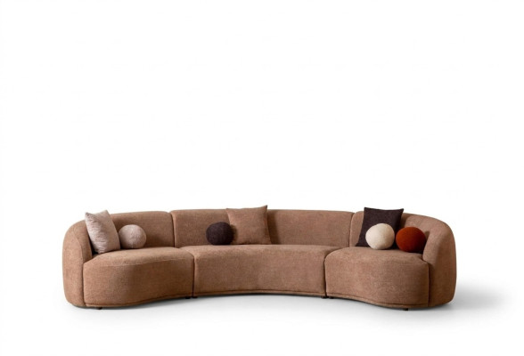 Sofá redondo de diseñador marrón - Conjunto de esquina de muebles modernos de lujo para la sala de estar.