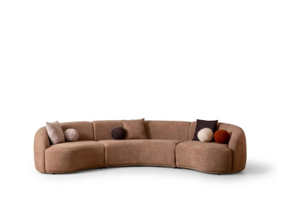 Sofá redondo de diseñador marrón - Conjunto de esquina de muebles modernos de lujo para la sala de estar.