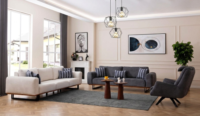 Diseño de juego de sofás para sala de estar Conjunto de salón Modernos conjuntos de muebles 4+3+1 asientos 3 piezas.