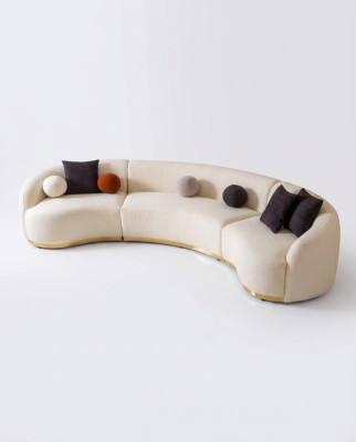 Sofá redondo de diseñador, conjunto de esquina blanco, muebles modernos en la sala de estar de lujo