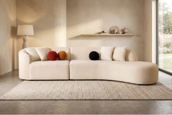 Sofá en forma de L blanco de diseñador para salón, mobiliario moderno para sala de estar.