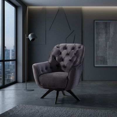 Sillón moderno de color negro para salón de lujo diseñado en tela.