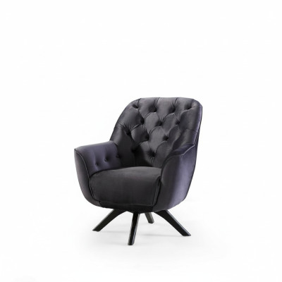Sillón moderno de color negro para salón de lujo diseñado en tela.