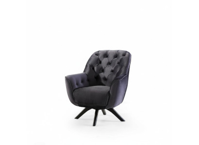 Sillón moderno de color negro para salón de lujo diseñado en tela.