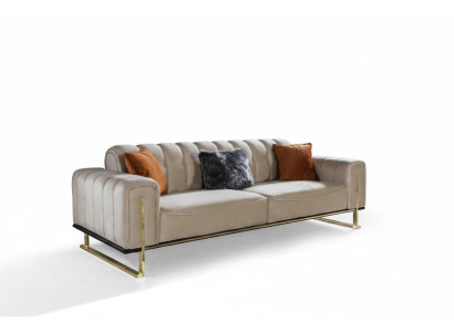 Sofá de 3 plazas moderno en color beige, de 240 cm de tamaño para la sala de estar de lujo.
