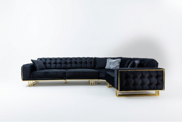 Sofá esquinero exclusivo moderno en forma de L, estilo de diseño, muebles de salón, conjunto de esquinero.