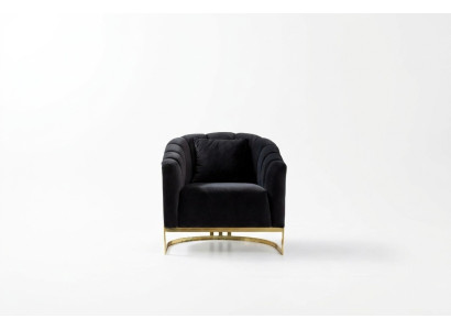 Silla exclusiva de lujo con elementos negros de acero inoxidable Muebles de club de salón