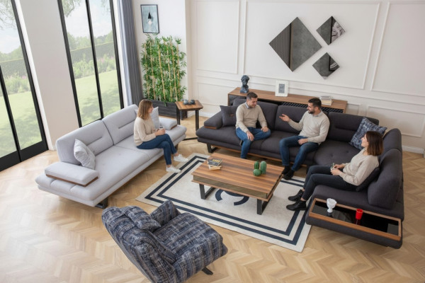 Conjunto elegante Sala de estar Conjunto de sofás modernos Sofá esquinero de 3 piezas Sofás