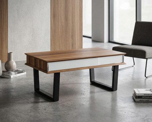 Mesa de centro moderna para sala de estar de lujo de madera estilo muebles mesas auxiliares.