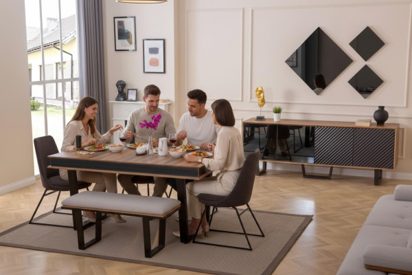 Conjunto de comedor mesa de comedor 4 sillas banco aparador grupo de mesa para comer 3 espejos 10 piezas
