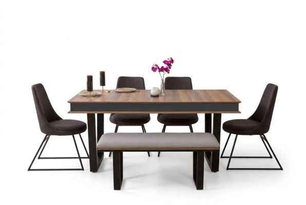 Conjunto de comedor mesa de comedor 4 sillas banco aparador grupo de mesa para comer 3 espejos 10 piezas