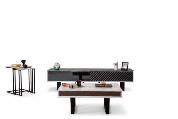 Conjunto moderno de sala de estar 6 piezas soporte de TV, gabinete de pared de diseño en madera amueblado