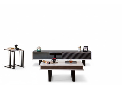 Conjunto moderno de sala de estar 6 piezas soporte de TV, gabinete de pared de diseño en madera amueblado