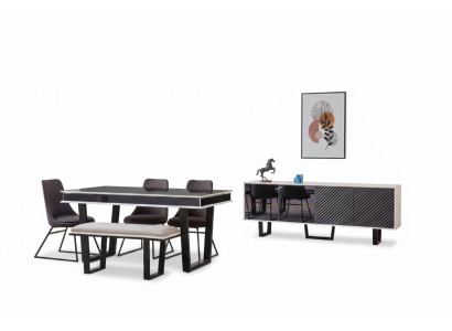 Juego de comedor de diseñador, 10 piezas, muebles de lujo conjunto de comedor elegante Aparador
