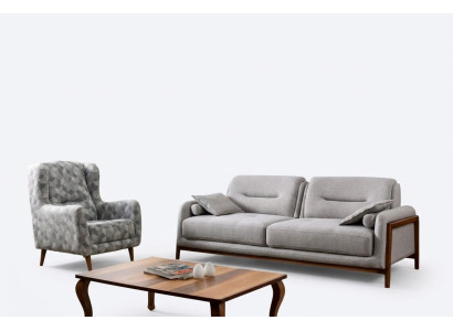 Conjunto de sala de estar de 2 piezas, sofá de tres plazas moderno y sillón de tela.