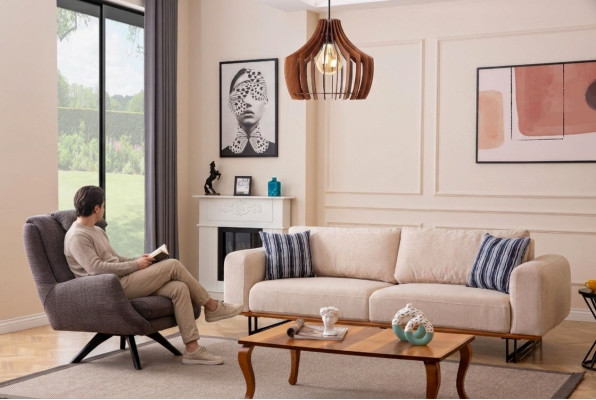 Juego de sala de lujo de 2 piezas, sofá de 3 plazas con sillón, juego de sofás de diseño.