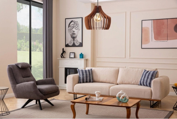 Juego de sala de lujo de 2 piezas, sofá de 3 plazas con sillón, juego de sofás de diseño.
