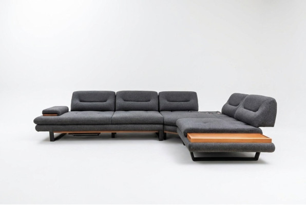 Sofá esquinero de diseñador en forma de L de lujo gris muebles para sala de estar.