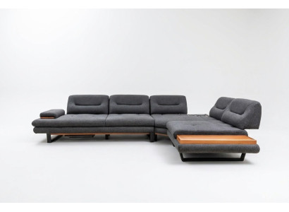 Sofá esquinero de diseñador en forma de L de lujo gris muebles para sala de estar.
