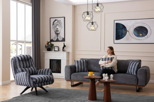 Conjunto de sala de estar moderno de 2 piezas. Juego de sofá de lujo 3+1 plazas Muebles de sofá.