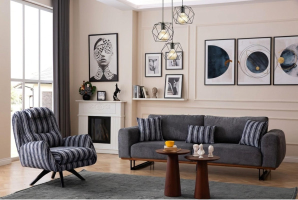 Conjunto de sala de estar moderno de 2 piezas. Juego de sofá de lujo 3+1 plazas Muebles de sofá.