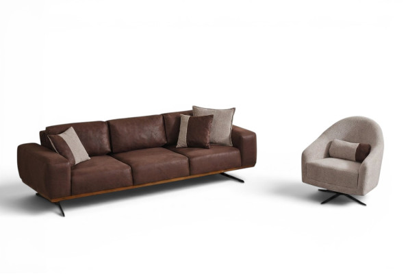 Set de sala de estar moderno de 2 piezas. Sofá, sillón, juego de sofás de 4+1 plazas. ¡Sofás y sillones!