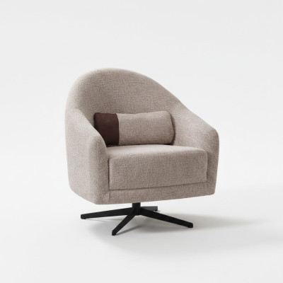 Moderno sillón gris de salón club en estilo de sala de estar con tapizado textil de una plaza.