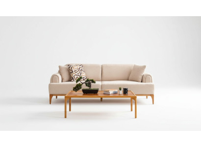 Sofá moderno de 3 plazas para sala de estar en beige de 220 cm de lujo, sofás y divanes.