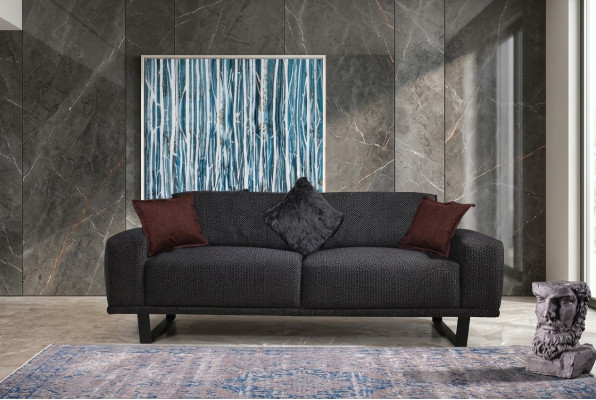 Sofá de diseño 3 plazas Sala de estar Lujo Muebles negros Sofás de sofá