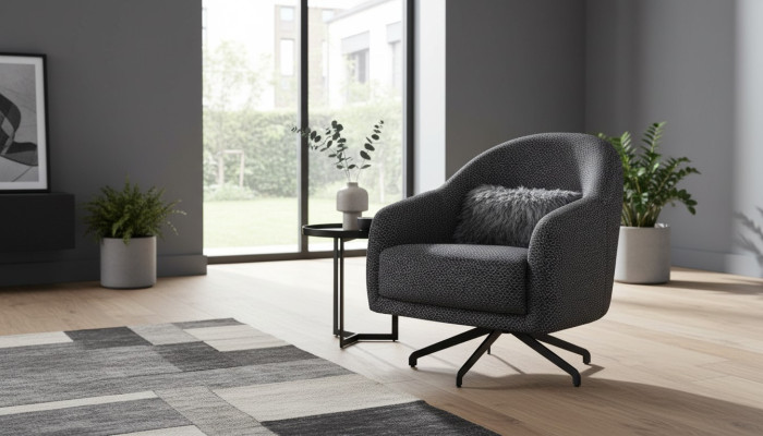 Diseño de sillón de lujo para sala de estar en estilo negro elegante lounge club.