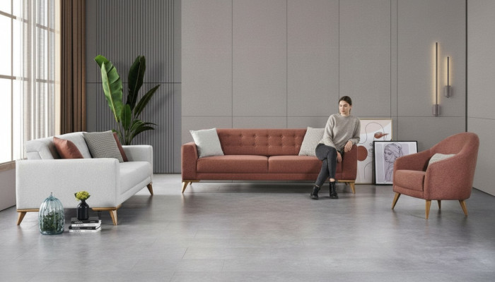 Juego de sala de estar Estiloso conjunto de sofá 3+3+1 plazas Sofás de lujo Muebles de sofá