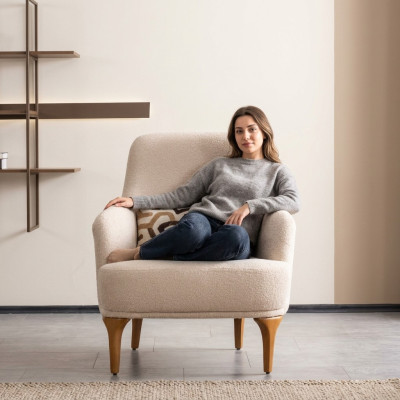 Diseño de sillón color beige para sala de estar de estilo de madera elegante sala de estar club de muebles.