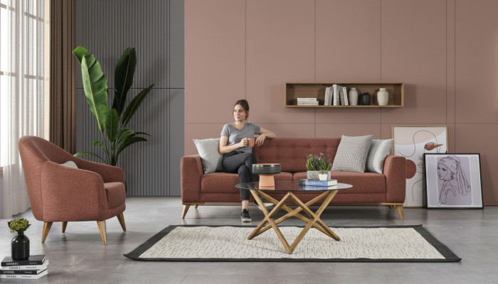 Conjunto de sala de estar rosa, elegante juego de sofás 3+1 plazas, sillón, sofás.