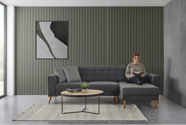 Sofá de esquina de lujo en forma de L, moderno, gris, la diseñadora de muebles para la sala de estar