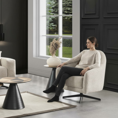 Silla de lujo elegante muebles de diseño de sala de estar giratoria club de salón de madera