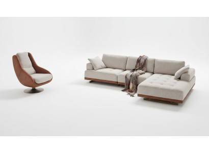 Elegante conjunto de sala de estar de 2 piezas. Sofá de lujo en forma de L + juego de sillones de diseñador.