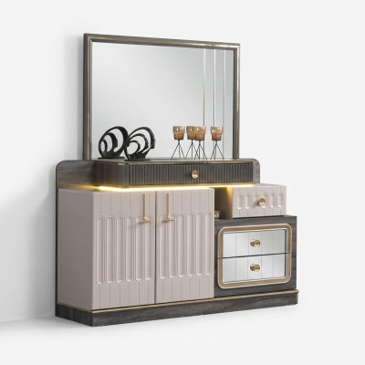 Cómoda espejo lujo consola aparador diseño dormitorio cómodas.