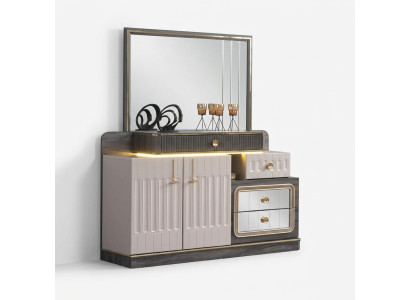 Cómoda espejo lujo consola aparador diseño dormitorio cómodas.