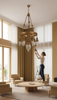 Lámpara de techo colgante de cristal brillante para sala de estar.