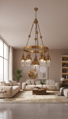 Lámpara de techo colgante de cristal brillante para sala de estar.